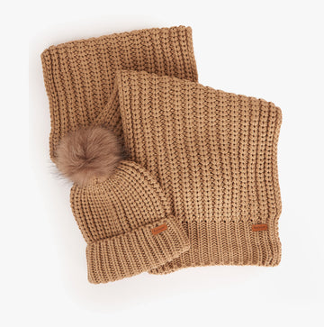 Barbour SALTBURN BEANIE & SCARF Womens Gift Set Mink