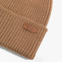 Barbour DOVER BEANIE & HAILES SCARF Gift Set Womens Hessian Tartan detail view of beanie with logo.