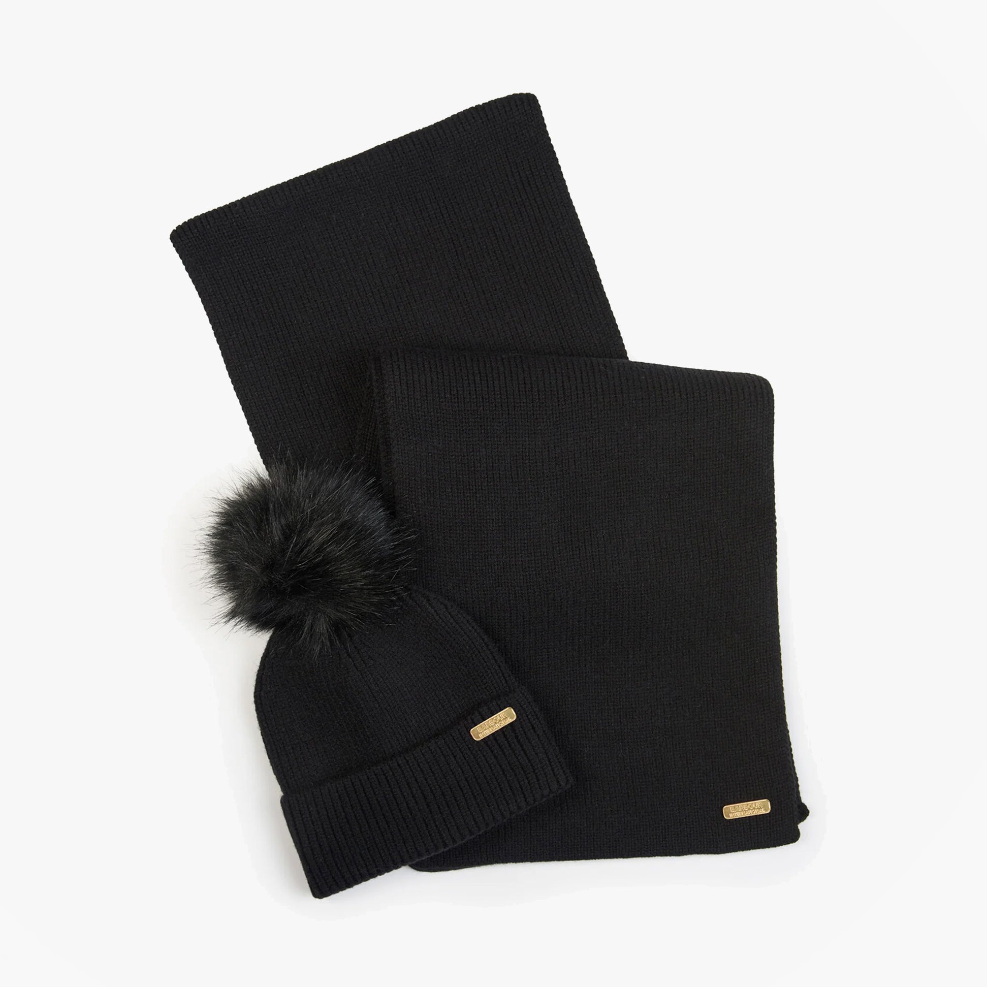 Barbour MALLORY BEANIE & SCARF Womens Gift Set Black