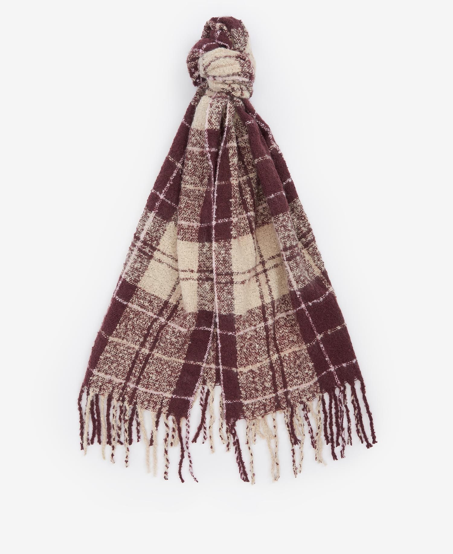 Barbour SALTBURN BEANIE AND TARTAN SCARF Gift Set Womens Cabernet
