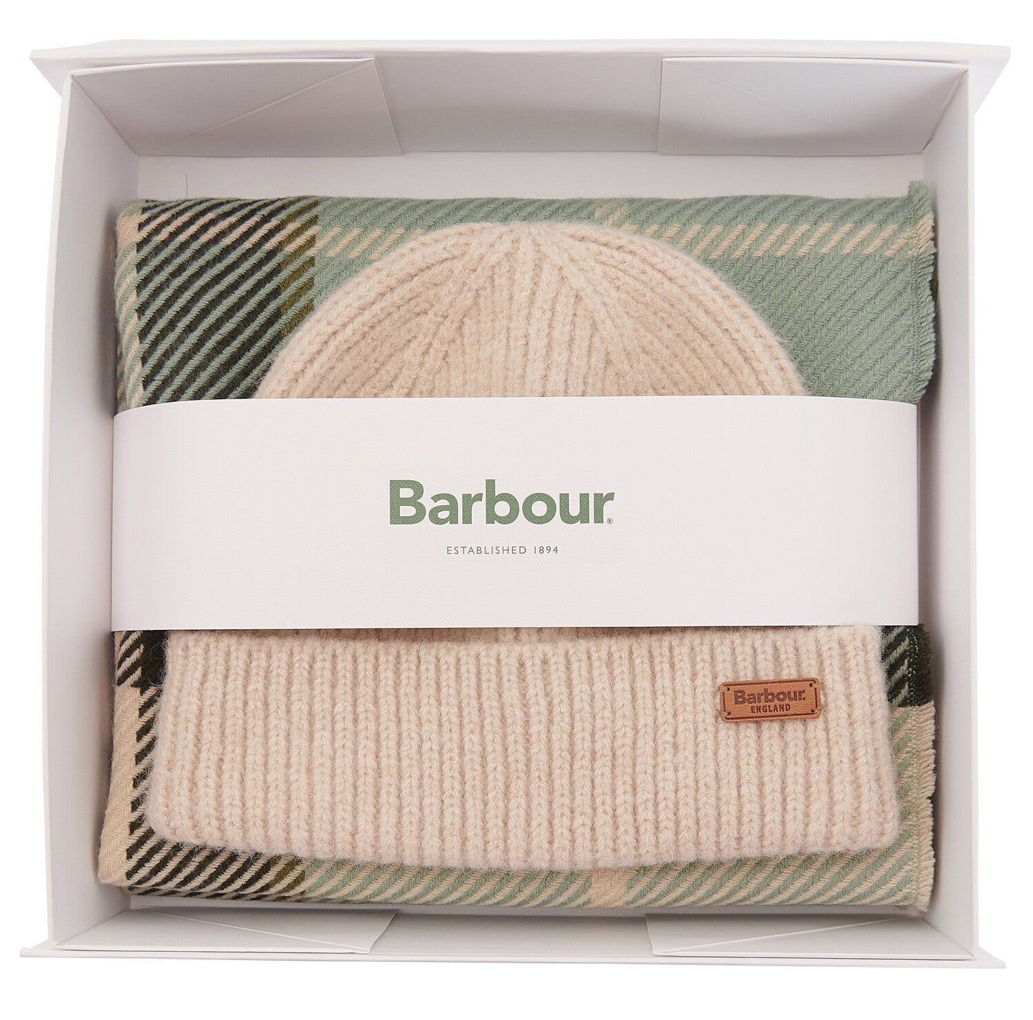 Barbour PENDLE BEANIE & BLAIR SCARF Gift Set Womens Soft Mint