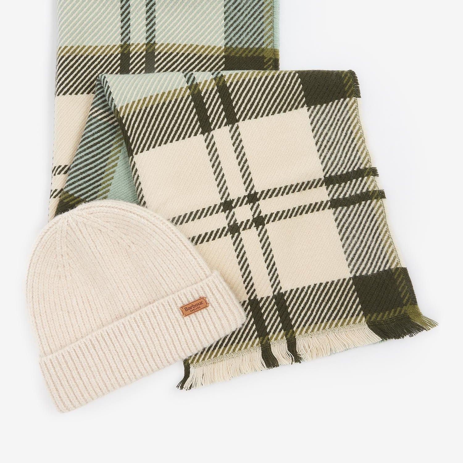 Barbour PENDLE BEANIE & BLAIR SCARF Gift Set Womens Soft Mint