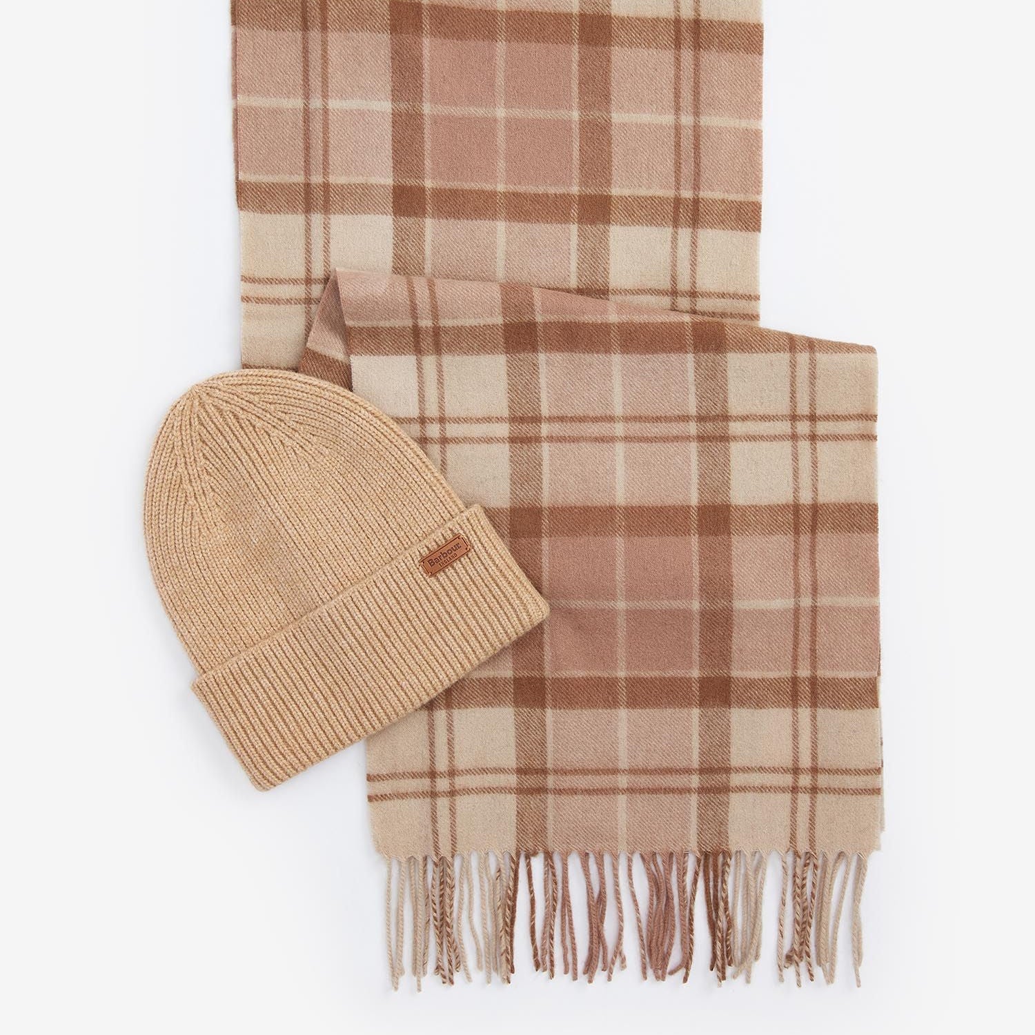 Barbour AUBREY BEANIE & SCARF Gift Set Womens Camel
