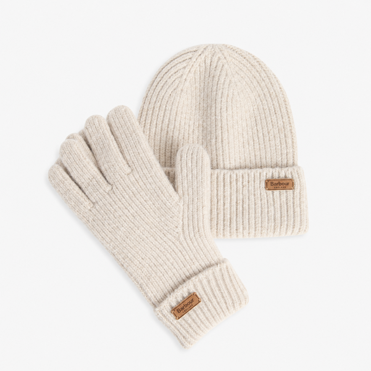 Barbour PENDLE BEANIE & GLOVES GIFT SET Womens Beanie Eggshell