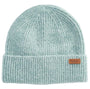 Barbour PENDLE Womens Beanie Soft Mint top view showcasing ribbed texture and branded badge