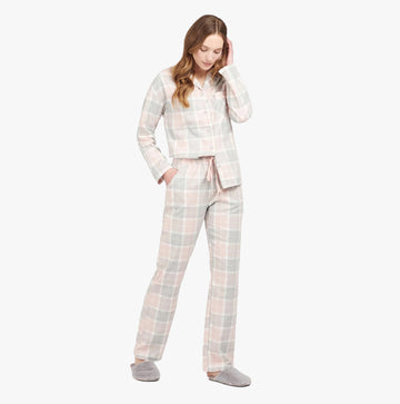 Barbour ELLERY Womens Pyjama Set Pink Tartan