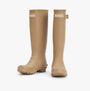 Barbour BEDE Womens Tall Wellies Sandstone front view with block heel and round toe, featuring a glossy synthetic finish.