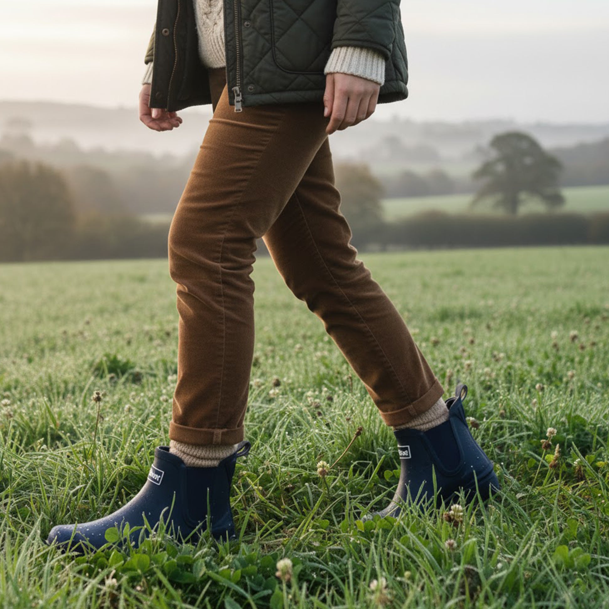 Barbour WILTON Womens Chelsea Wellington Boots Navy
