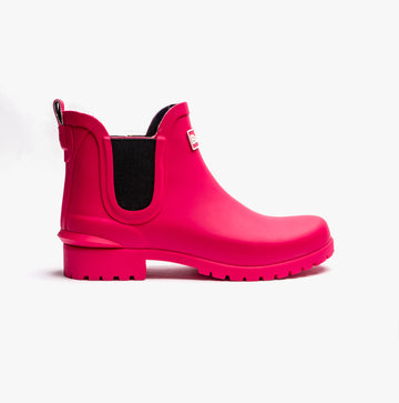 Barbour WILTON Womens Chelsea Wellington Boots Pink Dahlia