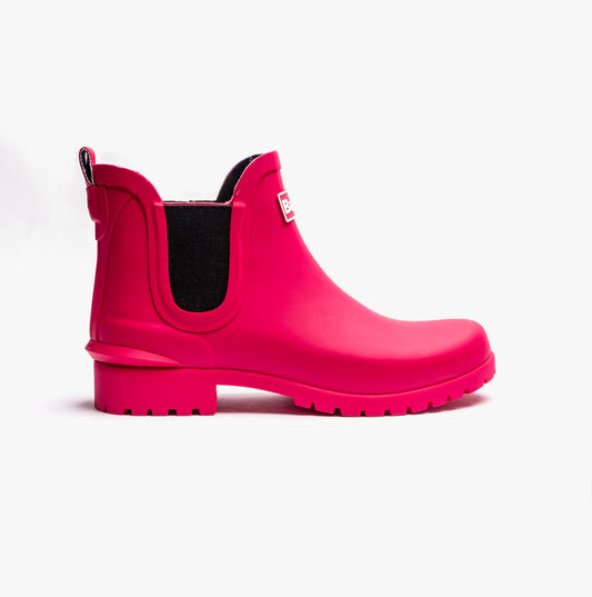 Barbour WILTON Womens Chelsea Wellington Boots Pink Dahlia