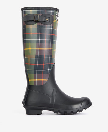 Barbour TARTAN BEDE Womens Wellington Boots Black/Classic Tartan