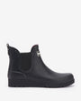 Barbour CLIFTON Womens Chelsea Wellies Black side view showcasing the rubber upper and elasticated side panels.