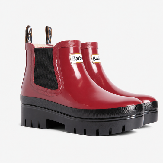 Barbour HALTON FAUX FUR Womens Wellies Cranberry Gloss