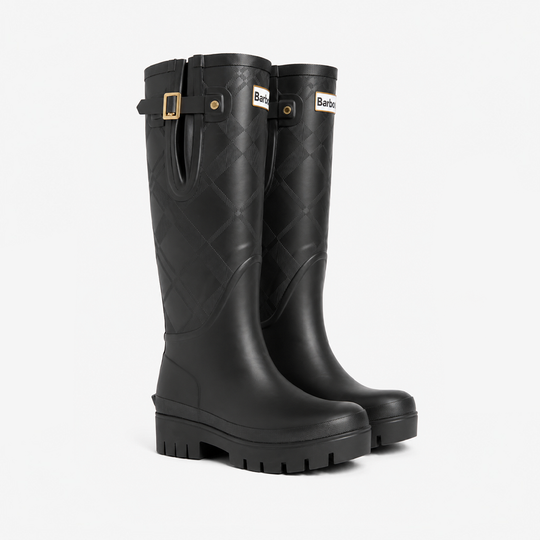 Barbour LEIGHTON TARTAN TALL Womens Wellies Black