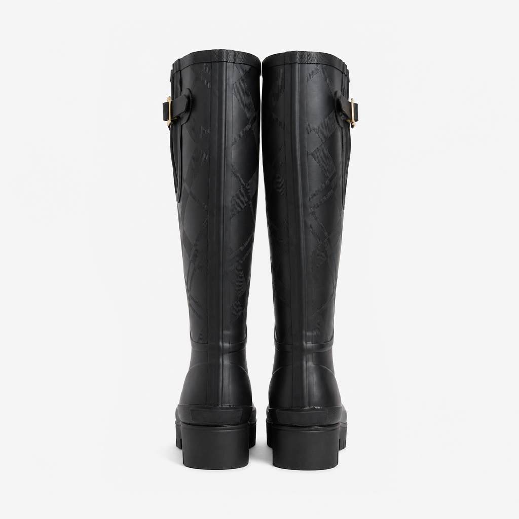 Barbour LEIGHTON TARTAN TALL Womens Wellingtons Black
