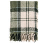 Barbour TARTAN BOUCLE Scarf Womens Ancient Loden front view showing woven plaid design and tasselled hem.
