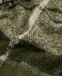 Barbour TARTAN BOUCLE Scarf Womens Ancient Loden detail view highlighting textured boucle yarn and rich colors.