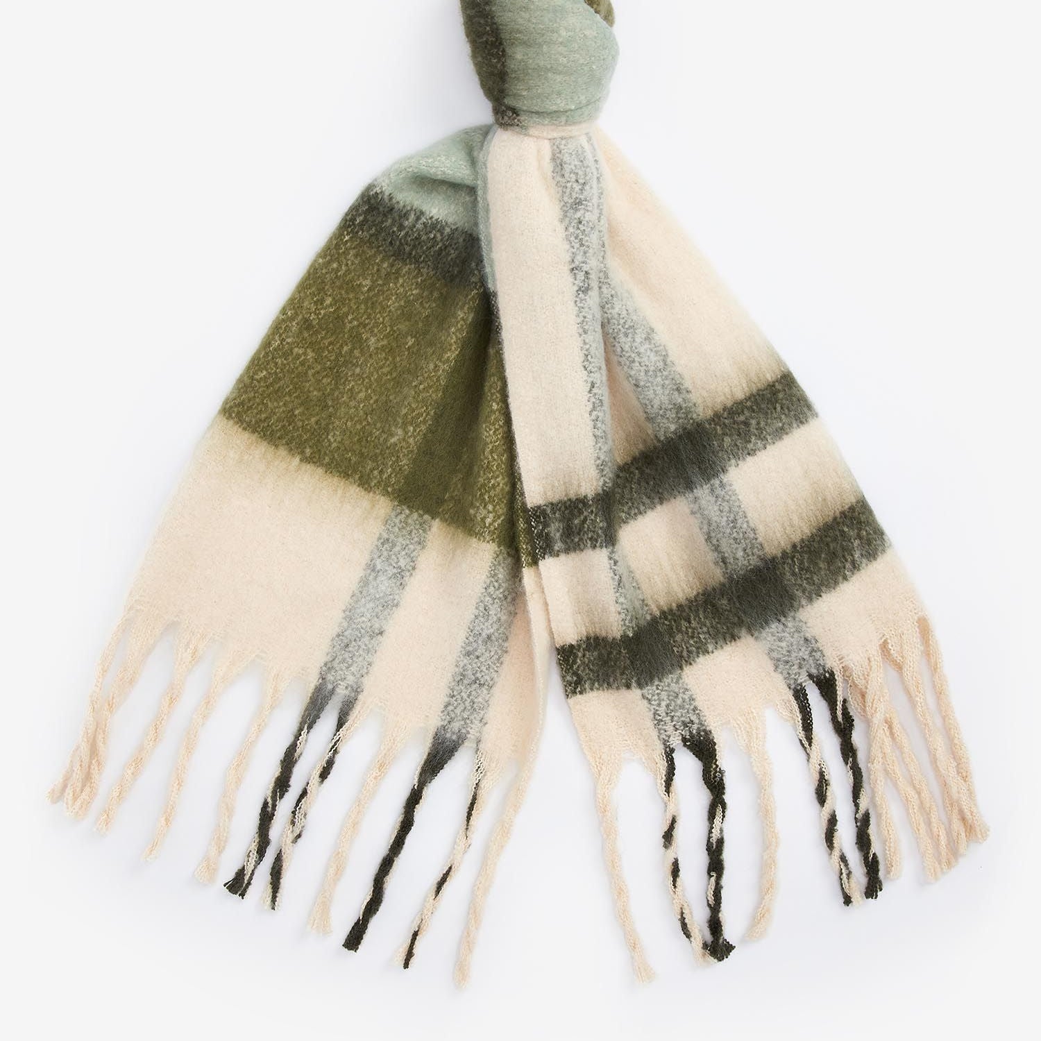 Barbour ISLA TARTAN BOUCLE Scarf Womens Soft Mint