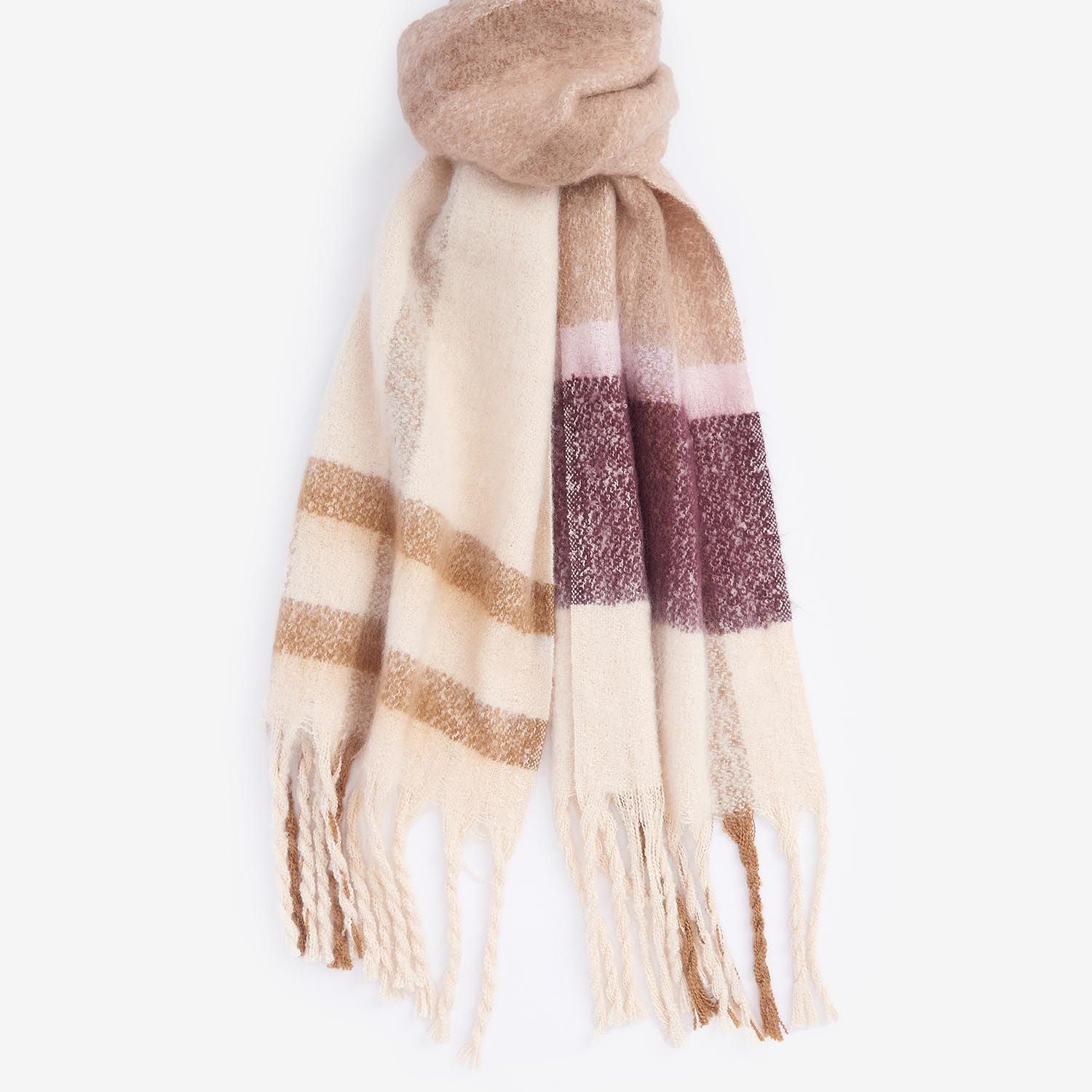 Barbour ISLA TARTAN BOUCLE Scarf Womens Muted Cabernet