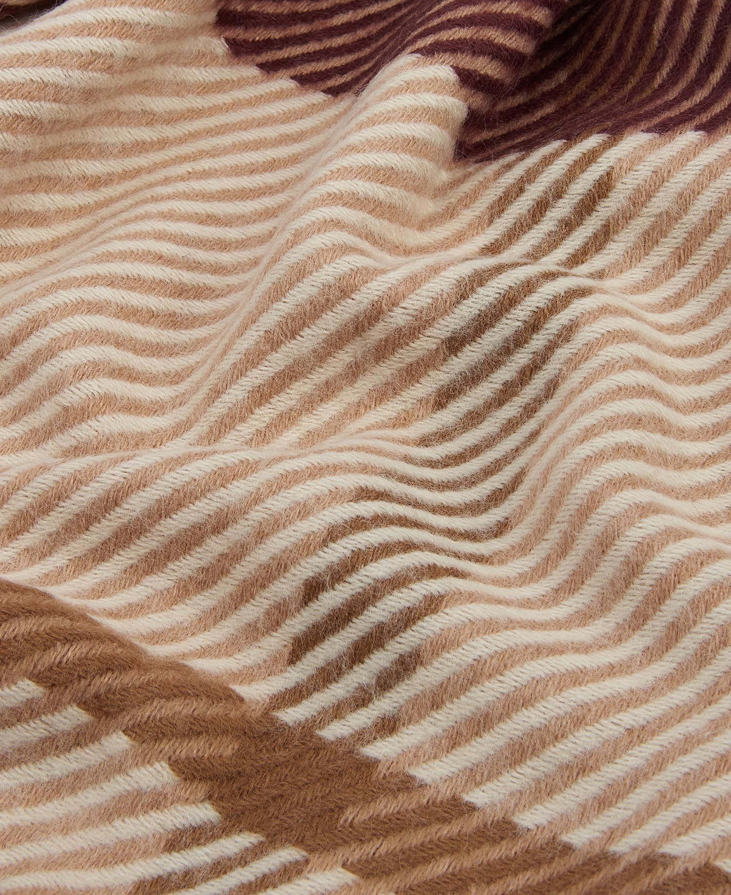 Barbour BLAIR Womens Tartan Scarf Muted Cabernet detail view showcasing rich textures and muted colors.