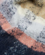Detail view of Barbour RAWSON CHECK Scarf Womens Navy/Pink Rust, showing the oversized check pattern and soft texture.