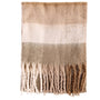 Barbour MARIE Scarf Womens Camel front view showing all-over check pattern and tassels at hem.