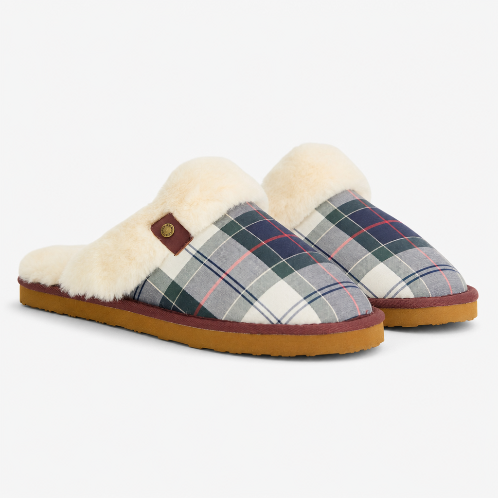 Barbour CLAUDIA TARTAN Womens Mules Evergreen Festive Tartan