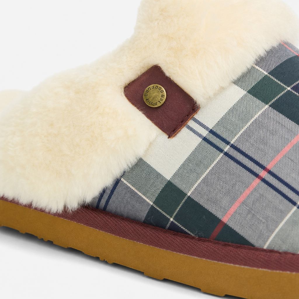 Barbour CLAUDIA TARTAN Womens Mules Evergreen Festive Tartan