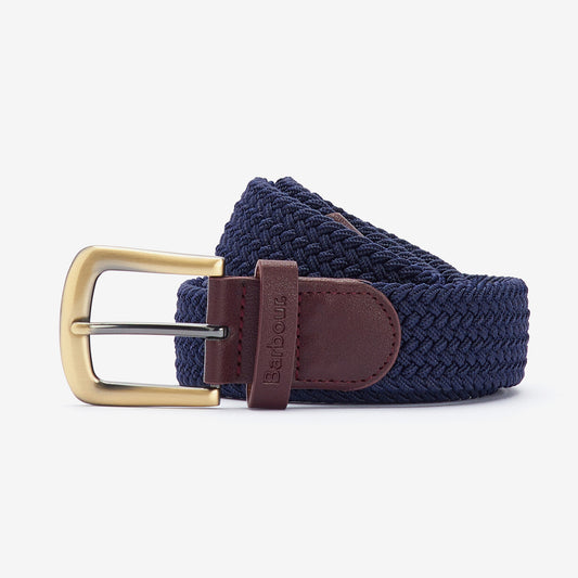 Barbour STRETCH WEBBING Mens Leather Belt Navy