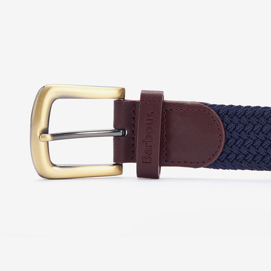 Barbour STRETCH WEBBING Mens Leather Belt Navy