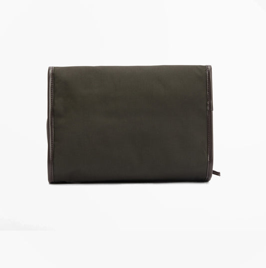 Barbour WAXED HANGING Mens Washbag Olive/Beacon