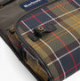 Barbour TARTAN HANGING Mens Washbag Classic/Beacon detail view featuring tartan pattern and button closure.