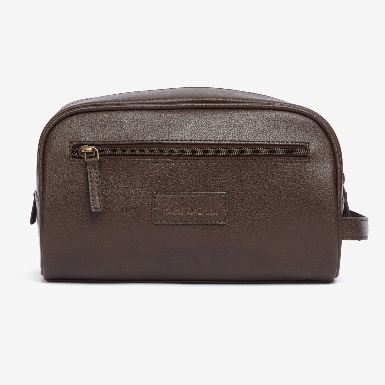 Barbour LEATHER Mens Wash Bag Dark Brown