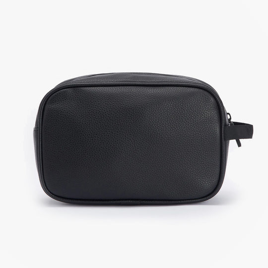 Barbour BLACKWALL Mens Wash Bag Black front view showing zip closure and lightweight design