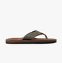 Barbour TOEMAN BEACH SANDAL Mens Flip Flops Olive side view showcasing fabric upper and rubber sole.