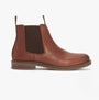 Barbour FARSLEY Mens Chelsea Boots Teak side view showing leather upper and elasticated side panel.