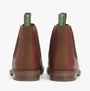 Barbour FARSLEY Mens Chelsea Boots Teak rear view showing the block heel and elasticated side panels.