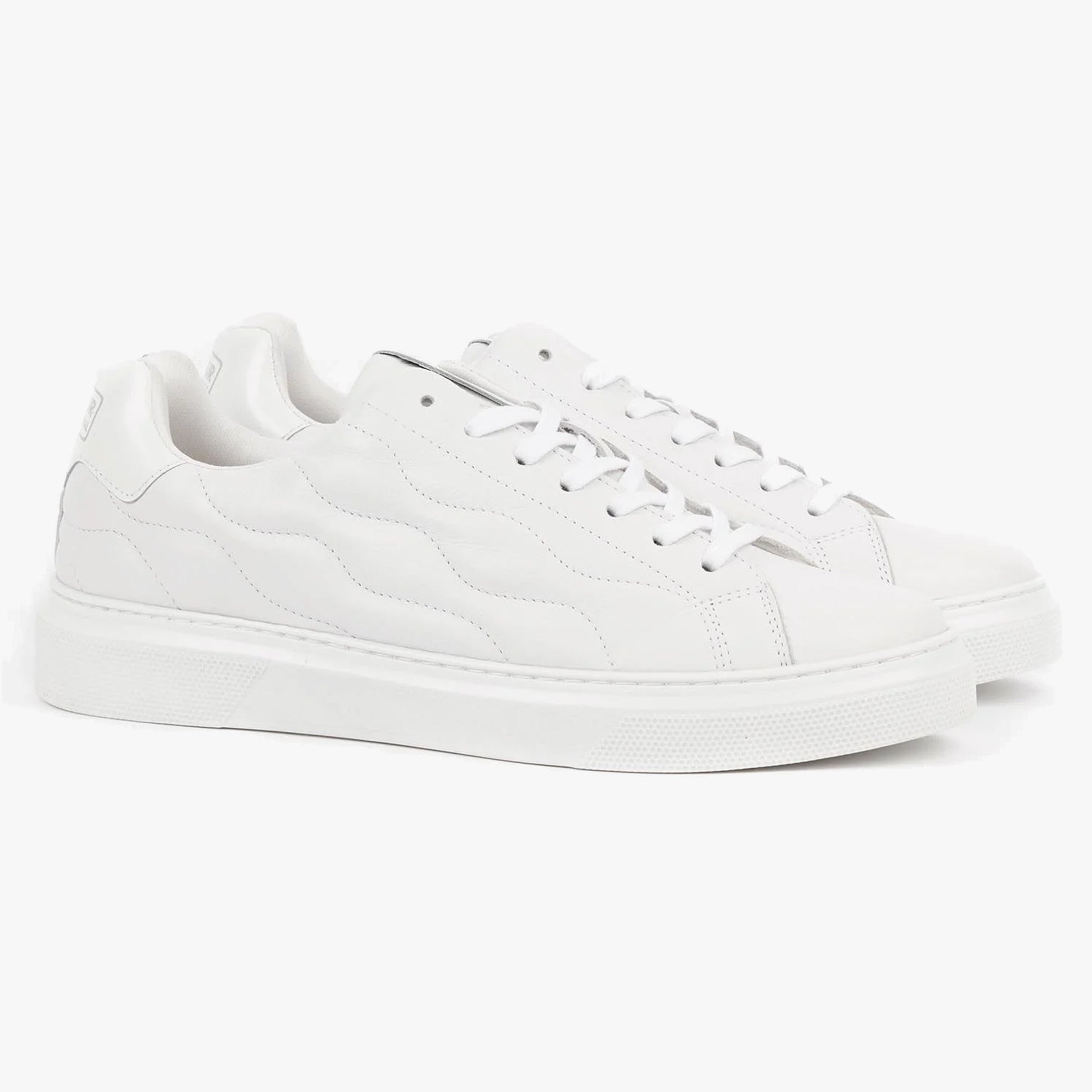 Barbour GLENDALE Mens Trainers White side view, casual leather trainers with round toe and lace-up closure.
