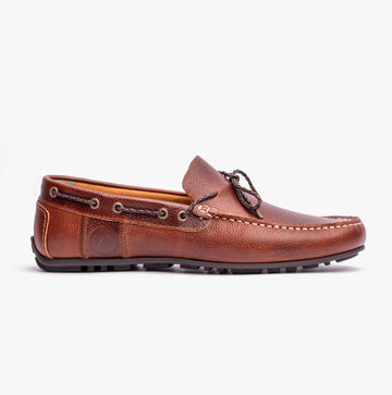 Barbour JENSON Mens Boat Shoes Cognac