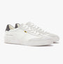 Barbour FELIX Mens Trainers Off White side view, casual leather trainers with lace-up closure and rubber sole.