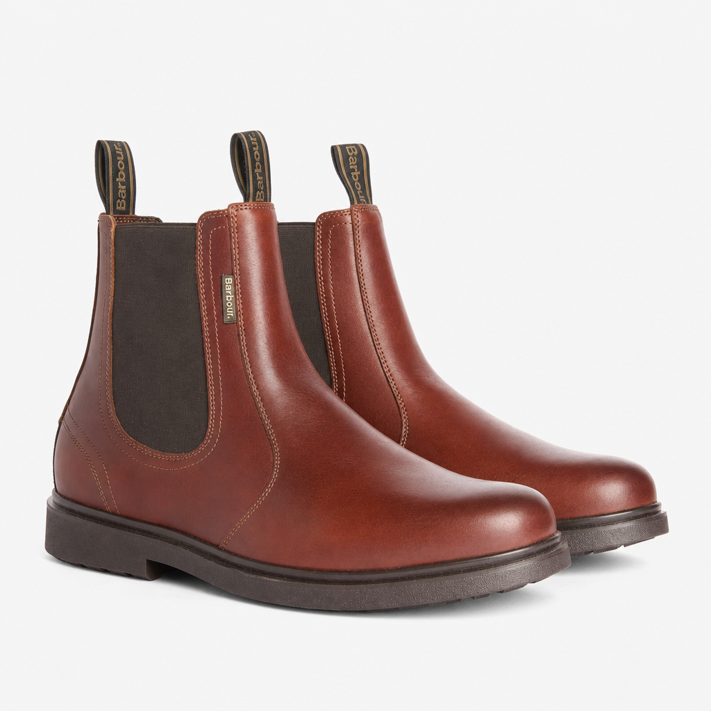 Barbour HALE Mens Chelsea Boots Chestnut Brown