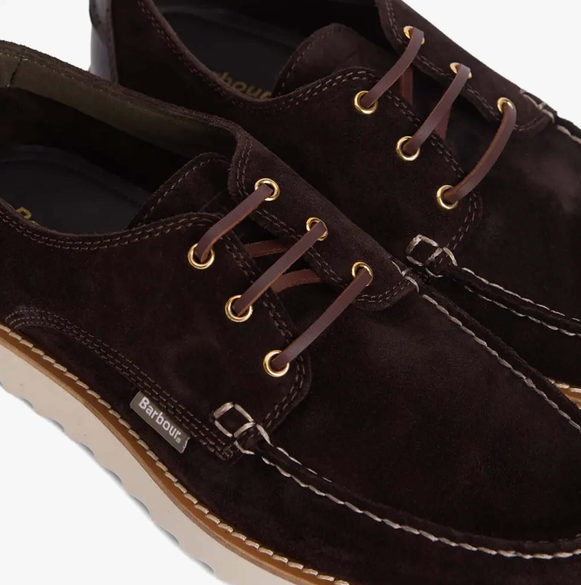 Barbour AYDON Mens Derby Shoes Dark Brown Suede