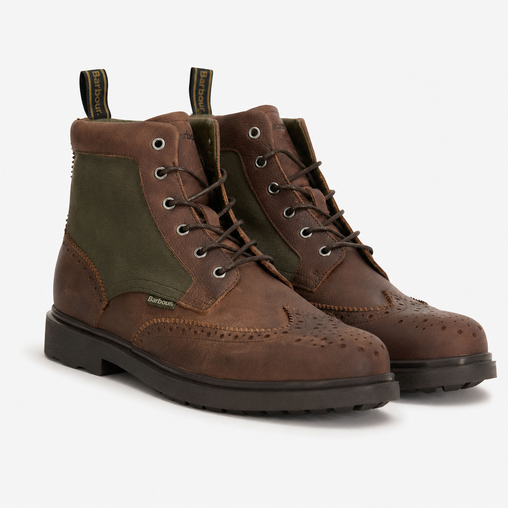 Barbour BARMOOR BROGUE Mens Ankle Boots Dark Brown