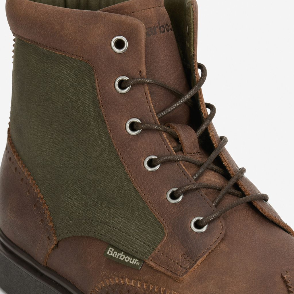 Barbour BARMOOR BROGUE Mens Ankle Boots Dark Brown