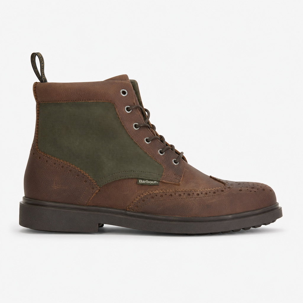 Barbour BARMOOR BROGUE Mens Ankle Boots Dark Brown