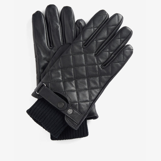 Barbour QUILTED LEATHER GLOVES Mens Black