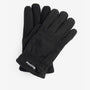 Barbour COALFORD FLEECE GLOVES Mens Black top view showing soft fleece texture and embroidered logo on cuff.