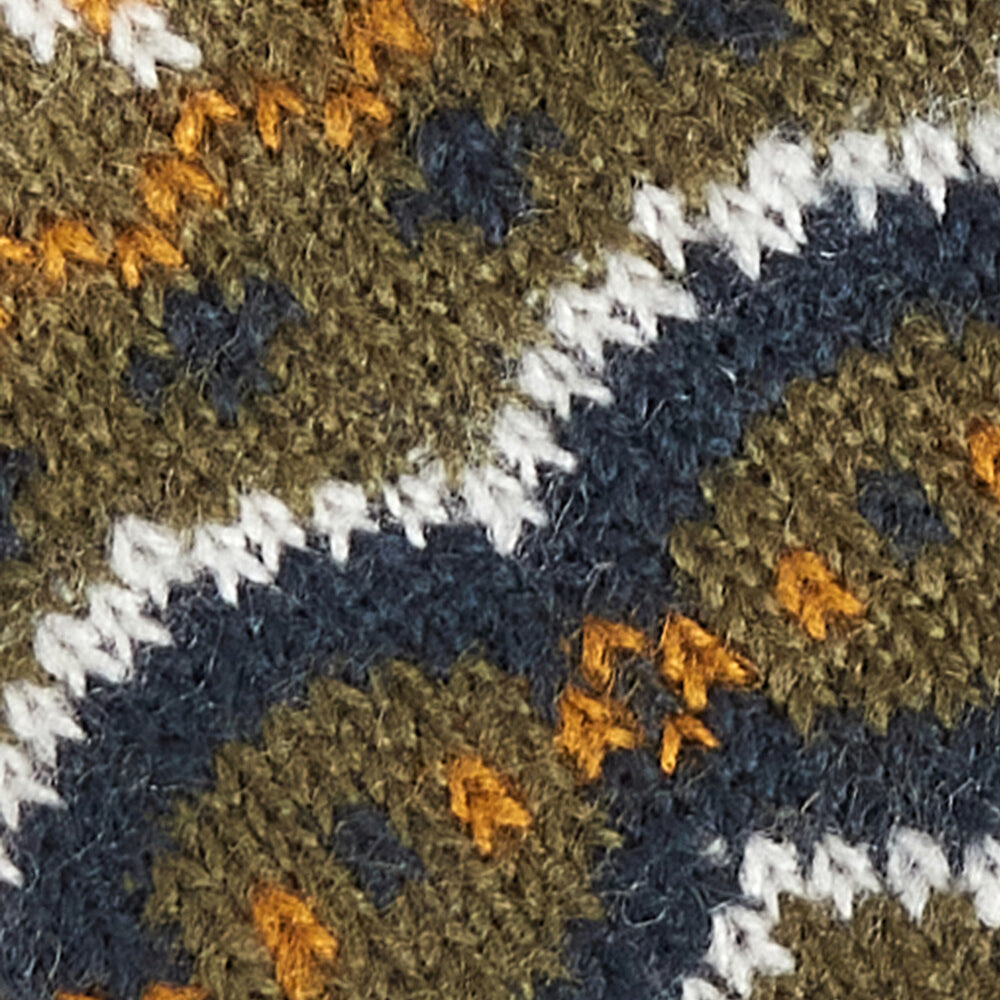 Barbour CASE FAIR ISLE GLOVES Mens Olive knitted detail view showing intricate pattern and color texture.