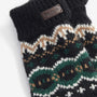 Barbour CASE FAIR ISLE GLOVES Mens Green Loch detail view showcasing knitted pattern and embossed badge.