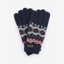 Barbour CASE FAIR ISLE GLOVES Mens Blue Granite front view showing knitted design and turnup cuffs.